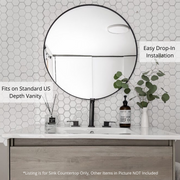 Zeek CT-3708 37" x 22" Vitreous China Ceramic Bathroom Vanity Top with Sink  - 3 Faucet Hole