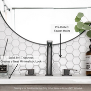 Zeek CT-2801 25" x 22" Vitreous China Ceramic Bathroom Vanity Top with Sink  - 1 Faucet Hole