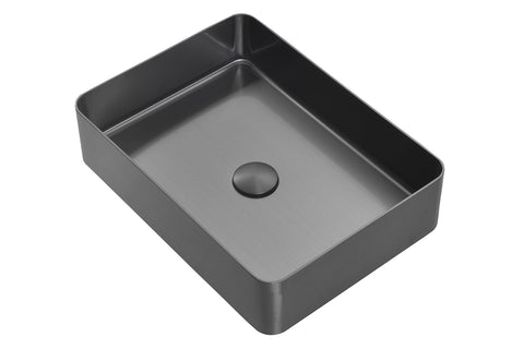 Gunmetal Black Grey Bathroom Stainless Steel Sink 18x13 Inch