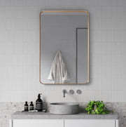 Zeek 24"x36" Gold Metal Rectangular Wall Mirror, Thin Edge Frame, Deep Set Mirror MG3624