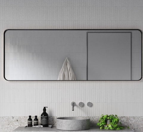 Zeek 60"x22" Black Metal Rectangular Wall Mirror, Thin Edge Full Length, Deep Set Mirror MB6022