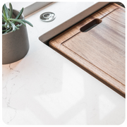 Workstation sink wood cutting board